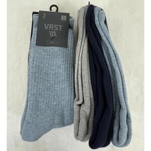 VRST Crew Socks Large Mens Blue Gray 8-13 Golf Versatile Lot 6 Pairs NWT